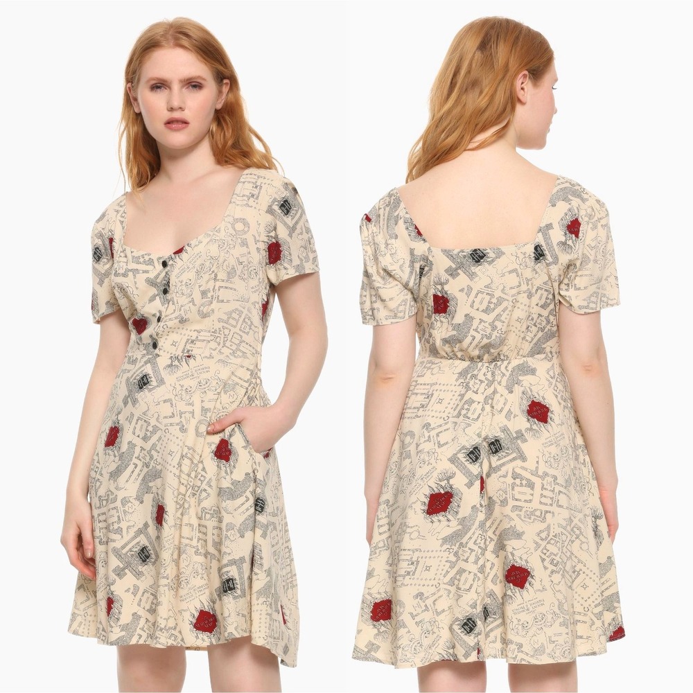 Hot Topic Harry Potter Marauder's Map Retro Dress, Size Small Cosplay‎ Booktok